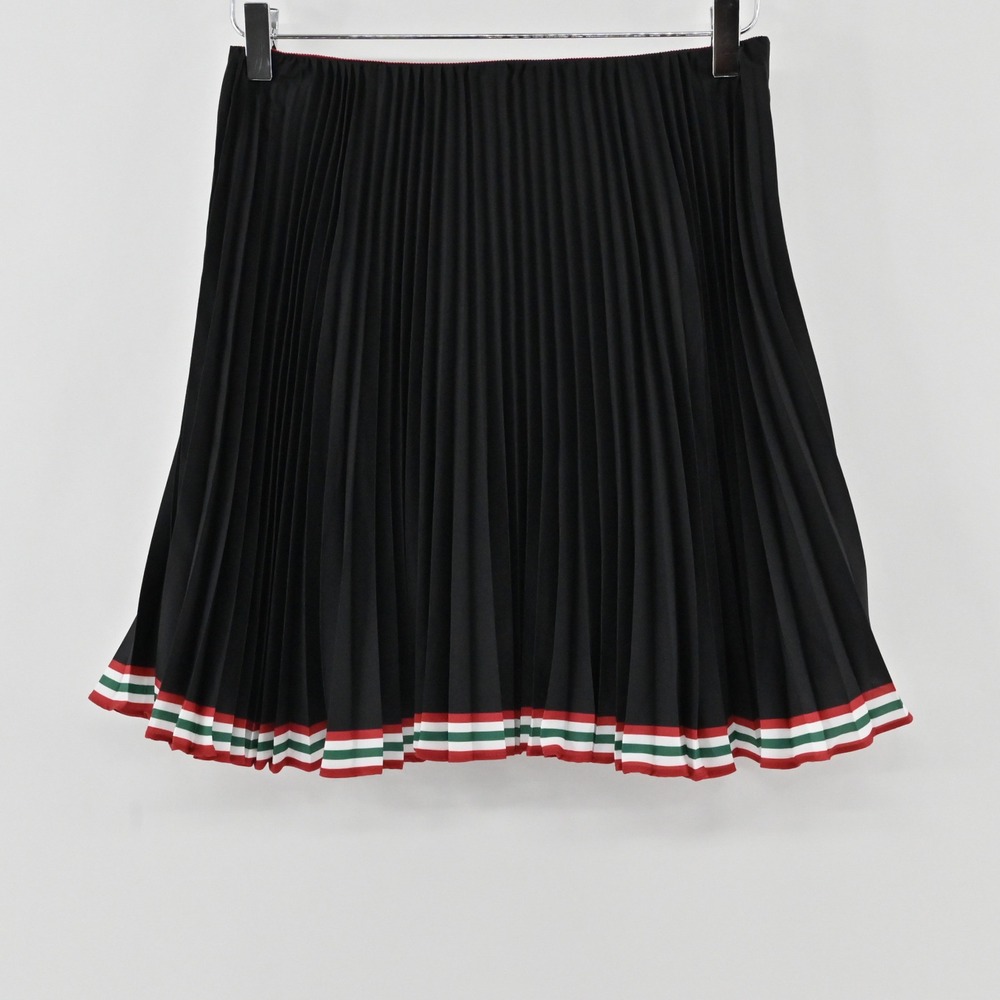 Maeve Pleated Mini Skirt Womens Size 6 Black Striped Hem Preppy Anthropologie